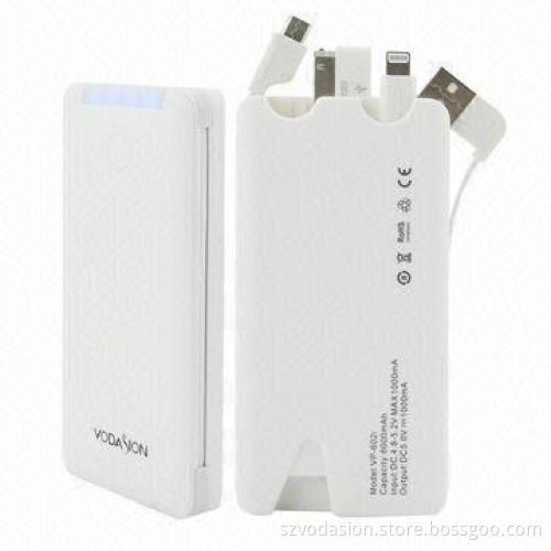 Ultra-thin Portable Power Bank for Smartphones, with 6,000mAh Capacity and 5V/1 ,1000mA Input